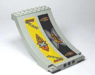 Lego Sports Arena Section / Skateboard Ramp with X-Park, Island Xtreme Stunts Logo, and Crazy Stunt Pattern (Stickers) - Set 6738 / Light Gray
