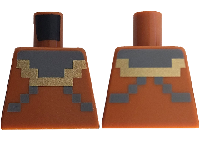 Lego Torso Pixelated Dark Bluish Gray and Gold Diver Suit Pattern / Dark Orange