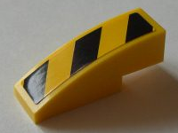 Lego Slope, Curved 3 x 1 with Black and Yellow Danger Stripes Pattern, Model Left (Sticker) - Set 8043