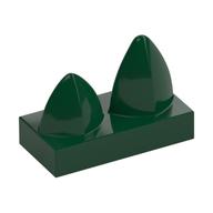 Lego Tile Special 1 x 2 with Two Vertical Teeth / Tooth / Dark Green