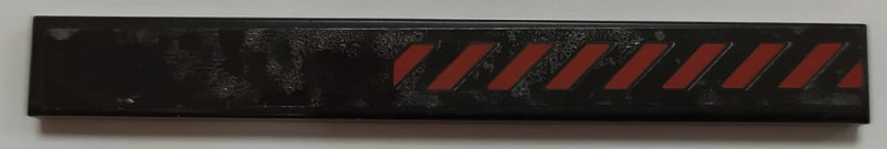 Lego Tile 1 x 8 with Red Danger Stripes Pattern (Sticker) - Set 70908
