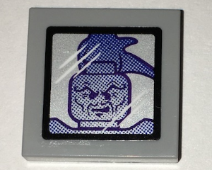 Lego Tile 2 x 2 with Nadakhan Minifigure Image in Mirror Pattern (Sticker) - Set 70594 / Light Bluish Gray