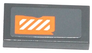 Lego Tile 1 x 2 with Orange and White Danger Stripes Worn Pattern (Sticker) - Set 75049 / Dark Bluish Gray