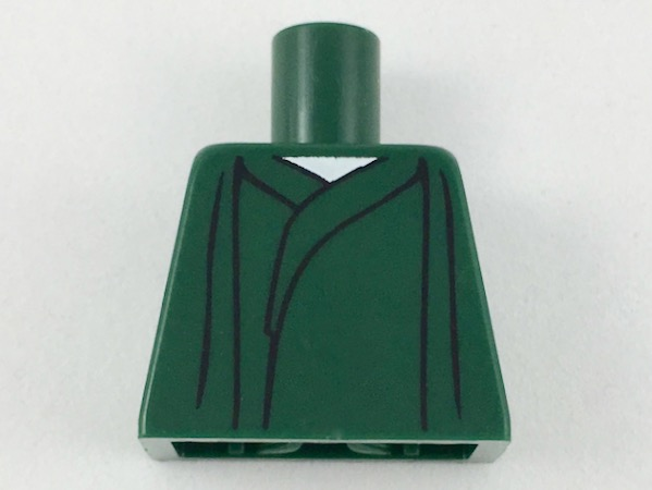 Lego Torso Robe with Gathers, White Neck Pattern / Dark Green