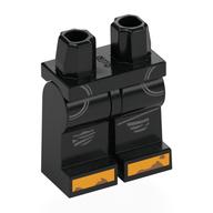 Lego Hips and Black Legs with Dark Bluish Grey Pockets, Kneepads, Yellow Toes print / Black