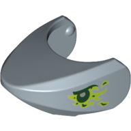 Lego Animal Body Part, Shark Head with Rounded Nose with Dark Green and Lime Eyes Print / Sand Blue