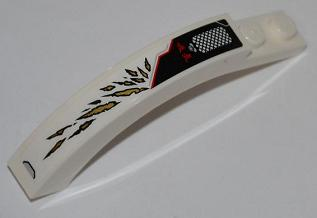 Lego Arch 1 x 6 x 3 1/3 Curved Top with Grille, Asian Characters and Gold Flames Pattern Model Right Side (Sticker) - Set 9449