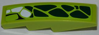 Lego Slope, Curved 4 x 1 with 10 Green Scales and 3 White Scales Pattern Model Right (Sticker) - Set 9457