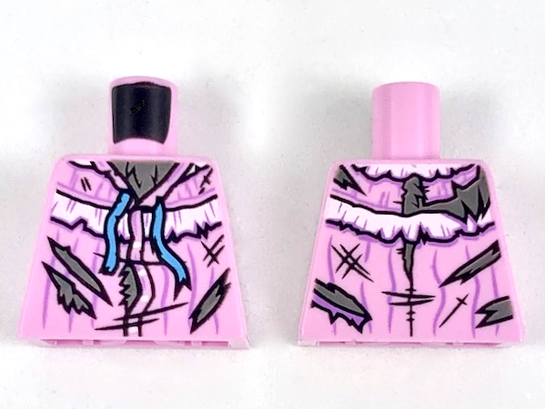 Lego Torso Nightgown, Torn and Ripped Pattern / Bright Pink