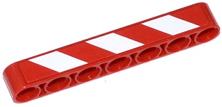 Lego Technic, Liftarm Thick 1 x 7 with Red and White Danger Stripes Thin Pattern Model Left Side (Sticker) - Set 42024