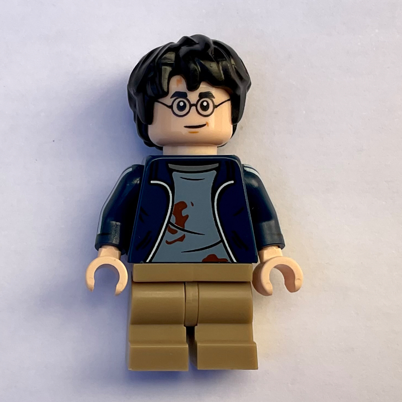 Lego Harry Potter, Dark Blue Jacket Dirty, Medium Legs, Printed Arms
