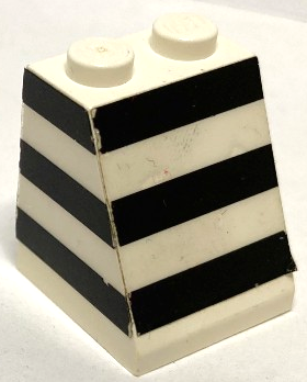 Lego Slope 65 2 x 2 x 2 without Bottom Tube with 3 Horizontal Black Stripes Pattern Model Left Side (Stickers) - Set 1554