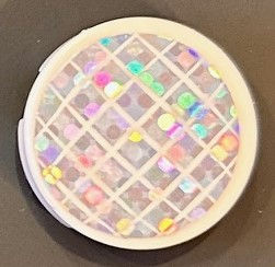 Lego Tile, Round 2 x 2 with Bottom Stud Holder with White Grid on Silver Holographic Glitter Background Pattern (Sticker) - Set 41255