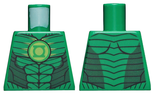 Lego Torso Muscles Outline with Green Lantern Logo Pattern / Green