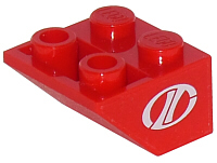 Lego Slope, Inverted 45 2 x 2 with Flat Bottom Pin with White Stylized 'LT' Racing Logo Pattern on Both Sides (Stickers) - Set 8210