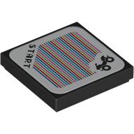 Lego Tile 2 x 2 with Landship, 'START' and Barcode Print (Sticker) / Black