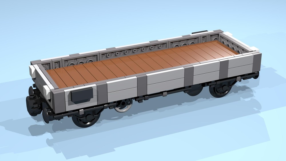 Lego 4-Wheel Low Side Wagon (SNOT, gray, 8 studs wide)