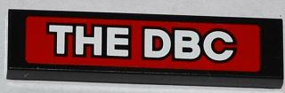 Lego Tile 1 x 4 with White 'THE DBC' on Red Background Pattern (Sticker) - Set 76005