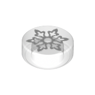 Lego Tile Round 1 x 1 with 6 Pointed Snowflake / Trans-Clear