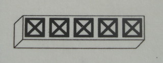 Lego Modulex Tile 1 x 5 with Black Square, Crossed Diagonally Print, without Internal Supports