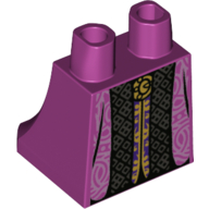 Lego Hips and Legs Under Dress/Robe with Black Trim, Dark Purple and Gold Under Robe Print / Magenta