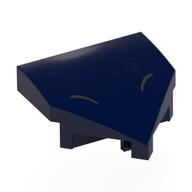 Lego Brick Wedged, Curved 2 x 2 with Stud Notches with Silver Closed Eyes Print / Dark Blue