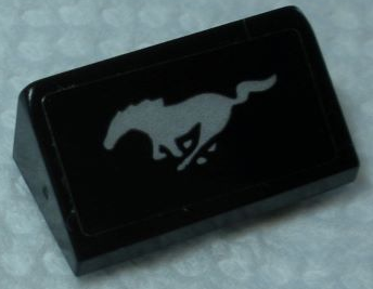 Lego Slope 30 1 x 2 x 2/3 with Silver Horse Ford Mustang Logo Pattern (Sticker) - Set 75884