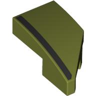 Lego Brick Wedged, Curved 2 x 1 with Stud Notch Left with Black Stripe Print