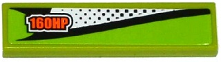 Lego Tile 1 x 4 with Black Dots and '160HP' Pattern Model Right Side (Sticker) - Set 60058