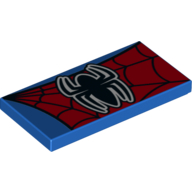 Lego Tile 2 x 4 with Spider-Man logo Print / Blue