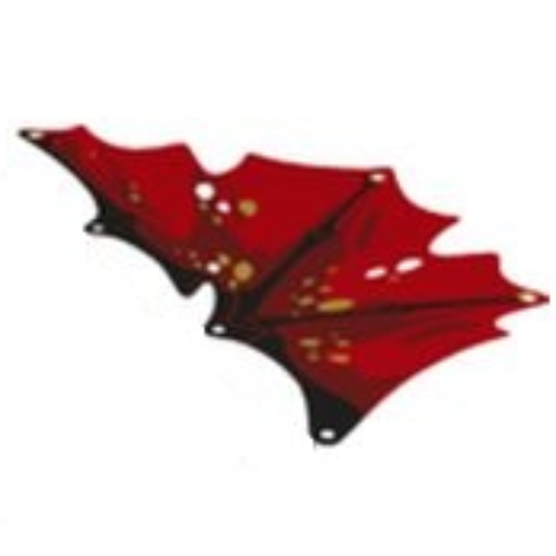 Lego Wing, Right, Dragon with Black Spines, Dark Red Marks, and Gold Ovals on Red Background Print
