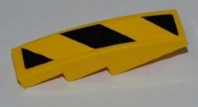Lego Slope, Curved 4 x 1 with Large Black and Yellow Danger Stripes Pattern (Sticker) - Set 8197