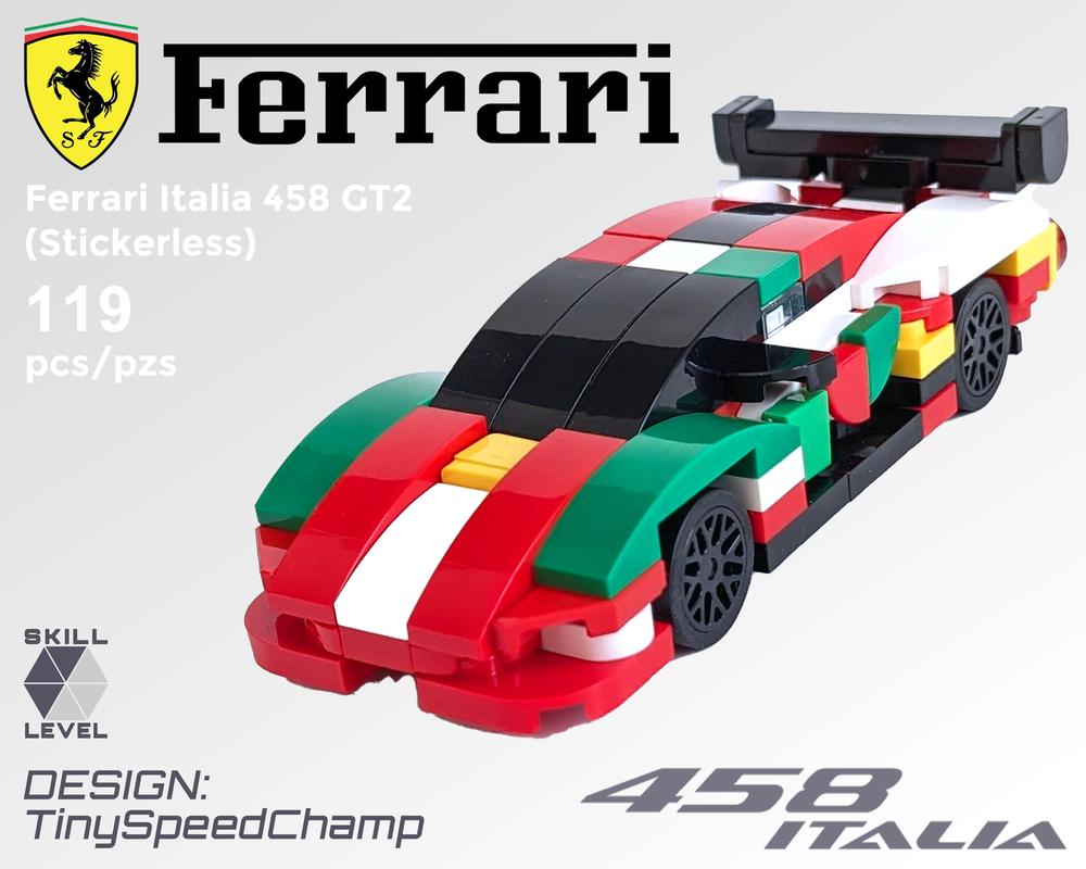 Lego Tiny Italia 458 GT2 (Stickerless)