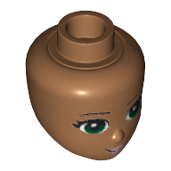 Lego Minidoll Head with Green Eyes, Pale Pink Lips and Open Mouth Print