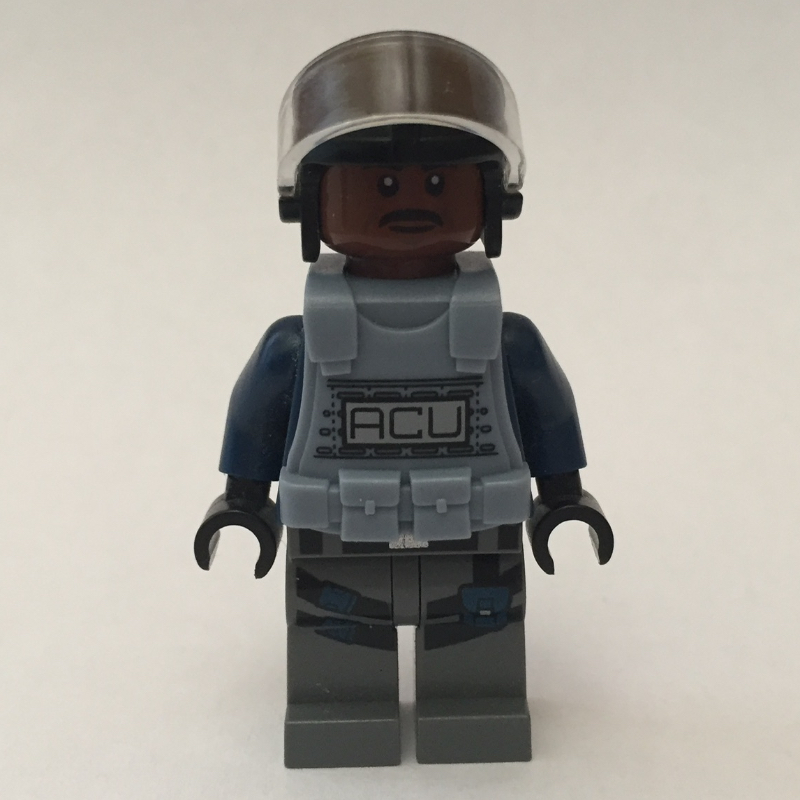 Lego ACU Trooper with Sand Blue Armor and Reddish Brown Skin