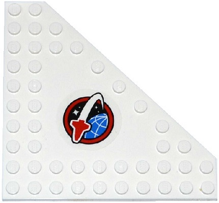 Lego Wedge, Plate 10 x 10 Cut Corner with no Studs in Center with Space Shuttle Logo Pattern Model Right Side (Sticker) - Set 60080