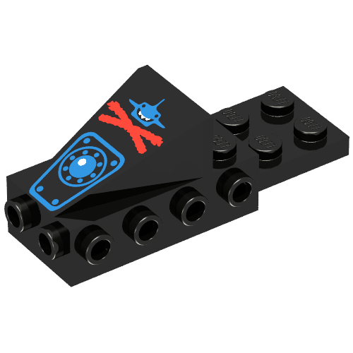 Lego Brick Special, Cockpit Space Nose with Aquazone Aquashark Blue Shark with Red X Print / Black
