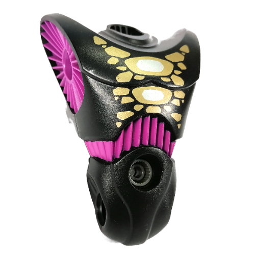 Lego Large Figure Torso, Purple Sockets and Waist, with Gold and White Chest Print (Gorm) / Black