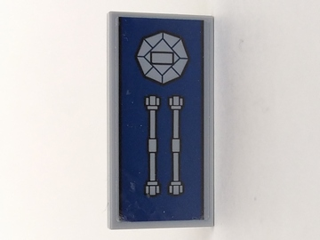 Lego Tile 2 x 4 with Three Ornaments on Full Dark Blue Background Pattern (Sticker) - Set 70617 / Light Bluish Gray