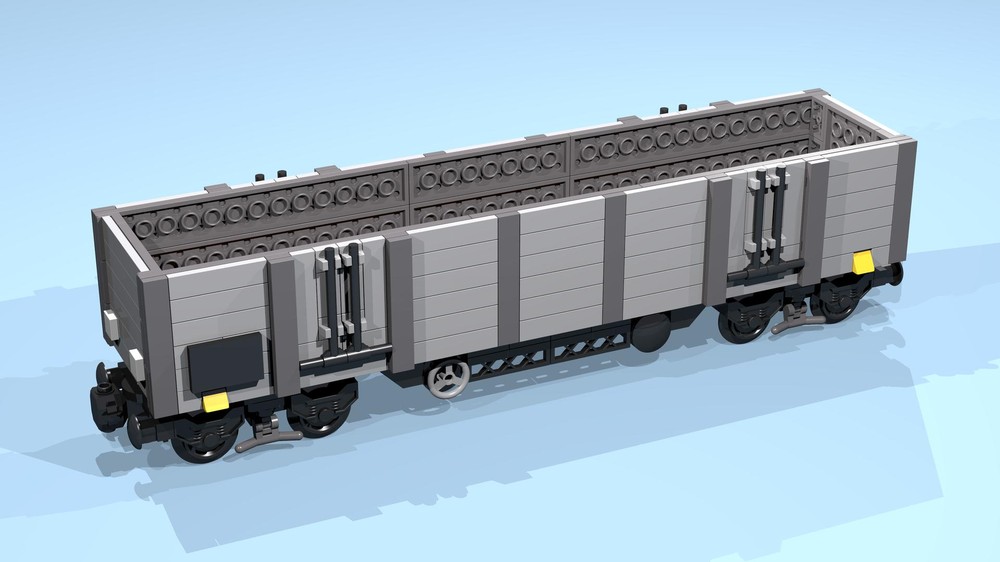 Lego 8-Wheel Open Wagon (SNOT, gray, 6 studs high, 9 studs wide)