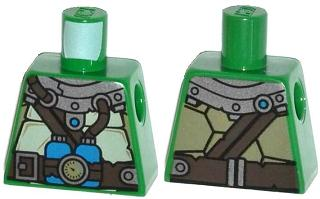 Lego Torso Turtle Shell with Gauge and Blue Diving Bottles Pattern / Green