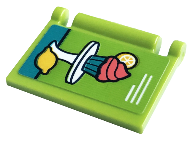 Lego Minifigure, Utensil Book Cover with Cupcake with Coral Icing, Lemon and Cake Stand Pattern (Sticker) - Set 41754