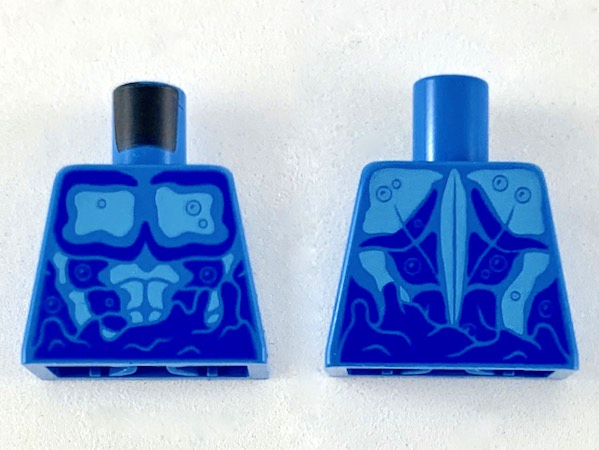 Lego Torso Medium Azure Chest with Blue Outlines and Water Pattern / Dark Azure