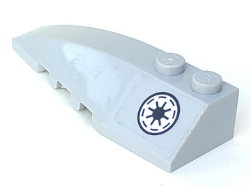 Lego Wedge 6 x 2 Left with Black and White SW Galactic Republic Logo with Thin Border Pattern (Sticker) - Sets 7669 / 7868 / Light Bluish Gray