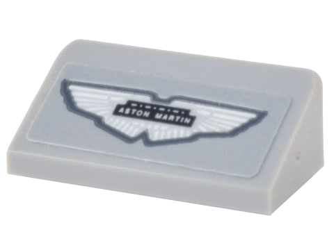 Lego Slope 30 1 x 2 x 2/3 with Silver and Black 'ASTON MARTIN' Wings Logo Badge Pattern (Sticker) - Set 10262
