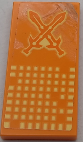 Lego Tile 2 x 4 with Crossed Swords and Bright Light Yellow Squares Pattern (Sticker) - Set 70357