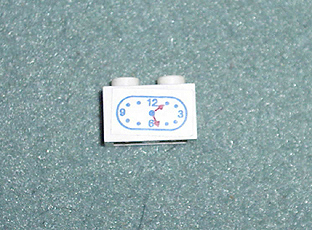 Lego Brick 1 x 2 with Clock Pattern (Sticker) - Sets 5875 / 5876