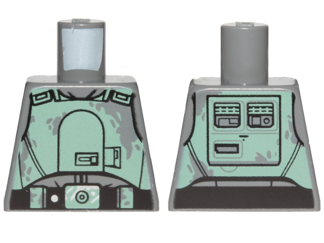 Lego Torso SW Armor with Sand Green Stains Pattern (Han Solo) / Dark Bluish Gray