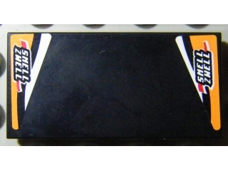 Lego Tile 2 x 4 with 'SMELL ZWELL' Pattern on Left and Right Side (Stickers) - Set 8304 / Black