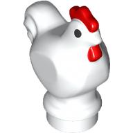 Lego Animal, Chicken with Red Comb Pattern, Black Eyes, White Pupil print